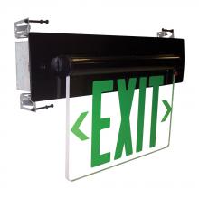 Nora NX-815-LEDGCB - Recessed Adjustable LED Edge-Lit Exit Sign, Battery Backup, 6" Green Letters, Single Face /