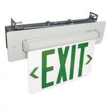 Nora NX-815-LEDGCW - Recessed Adjustable LED Edge-Lit Exit Sign, Battery Backup, 6" Green Letters, Single Face /