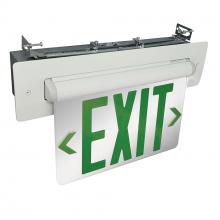 Nora NX-814-LEDG2MW - Recessed Adjustable LED Edge-Lit Exit Sign, 2 Circuit, 6" Green Letters, Double Face / Mirrored