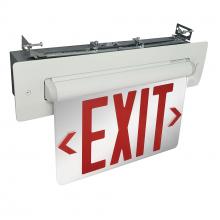 Nora NX-815-LEDRMW - Recessed Adjustable LED Edge-Lit Exit Sign, Battery Backup, 6" Red Letters, Single Face /