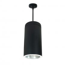 Nora NYLS3-6P1L335FC12DWB - 6" Sapphire III Pendant Mount Black Cylinder, Diffused Clear Reflector/ Matte Powder White
