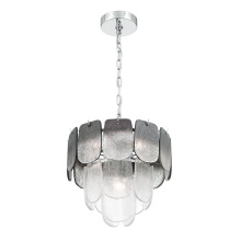 Artcraft AC12051CS - Bianca 5 Light Pendant, Polished Nickel, Crystalline Smoke with Piastra Type Glassware