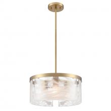 Artcraft AC12171BR - Skye 3 Light Pendant 15", Brass with Wispy White Murano Style Glass