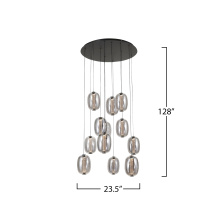 Artcraft AC6952SM - Vega Integrated LED 12 Light Chandelier, Black with Dark Smoke Glassware