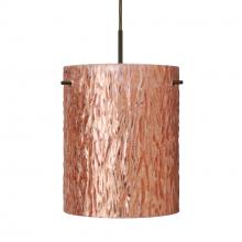 Besa Lighting 1JC-4006CS-BR - Besa Pendant Tamburo 8 Bronze Stone Copper Foil 1x100W Medium Base