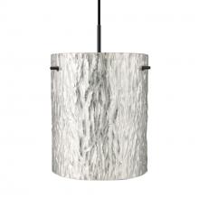 Besa Lighting 1JT-4006SS-BK - Besa Pendant Tamburo 8 Black Stone Silver Foil 1x100W Medium Base