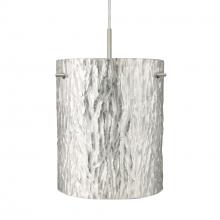 Besa Lighting 1JT-4006SS-SN - Besa Pendant Tamburo 8 Satin Nickel Stone Silver Foil 1x100W Medium Base