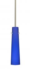 Besa Lighting 1TT-5674CM-SN - Besa Camino Stem Pendant Satin Nickel Cobalt Blue Matte 1x40W E12 base