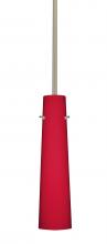 Besa Lighting 1TT-5674RM-SN - Besa Camino Stem Pendant Satin Nickel Ruby Matte 1x40W E12 base