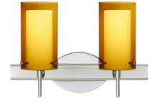 Besa Lighting 2SW-G44007-LED-CR - Besa Pahu 4 Wall 2SW Transparent Armagnac/Opal Chrome 2x5W LED