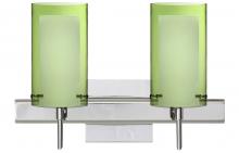 Besa Lighting 2SW-L44007-LED-CR-SQ - Besa Pahu 4 Wall With SQ Canopy 2SW Transparent Olive/Opal Chrome 2x5W LED