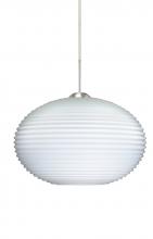 Besa Lighting J-491307-SN - Besa Pendant For Multiport Canopy Pape 12 Satin Nickel Opal Ribbed 1x100W Medium Base