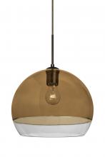 Besa Lighting J-ALLY12AM-BR - Besa, Ally 12 Cord Pendant For Multiport Canopy, Amber/Clear, Bronze Finish, 1x60W Medium Base