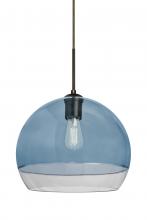 Besa Lighting J-ALLY12BL-EDIL-BR - Besa, Ally 12 Cord Pendant For Multiport Canopy, Coral Blue/Clear, Bronze Finish, 1x5W LED Filament