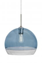 Besa Lighting J-ALLY12BL-EDIL-SN - Besa, Ally 12 Cord Pendant For Multiport Canopy, Coral Blue/Clear, Satin Nickel Finish