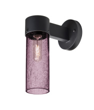 Besa Lighting JUNI10PL-WALL-EDIL-BK - Besa, Juni 10 Outdoor Sconce, Plum Bubble, Black Finish, 1x4W LED Filament