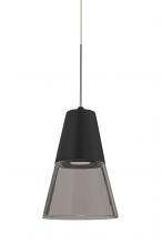 Besa Lighting XP-TIMO6BS-LED-SN - Besa, Timo 6 Cord Pendant, Smoke/Black, Satin Nickel Finish, 1x9W LED