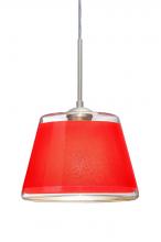 Besa Lighting J-PIC9RD-LED-SN - Besa Pendant For Multiport Canopy Pica 9 Satin Nickel Red Sand 1x9W LED