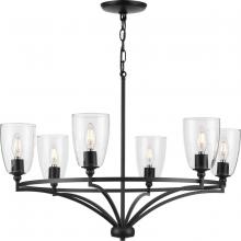 Progress P400297-31M - Parkhurst Collection Six-Light New Traditional Matte Black Clear Glass Chandelier Light