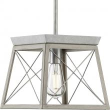 Progress P500041-141 - Briarwood Collection One-Light Galvanized and Bleached Oak Farmhouse Style Hanging Mini-Pendant Ligh