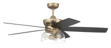 Craftmade GBN52SB5 - Gibson 52" 5-Blade Ceiling Fan in Satin Brass w/ Flat Black/Black Walnut Blades