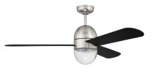 Craftmade PIL52BNK3 - Pill 52" 3-Blade Ceiling Fan in Brushed Polished Nickel w/ Flat Black Blades; Integrated Light K