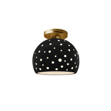 Justice Design Group CER-6357-BLK-BRSS-LED1-700 - Perforated Small Globe LED Semi-Flush