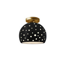 Justice Design Group CER-6357-CRB-BRSS-LED1-700 - Perforated Small Globe LED Semi-Flush