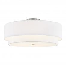 Justice Design Group FAB-9775-WHTE-NCKL - Classic 22" Tiered Drum Semi-Flush