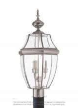 Generation Lighting 8239-965 - Lancaster traditional 3-light outdoor exterior post lantern in antique brushed nickel silver finish