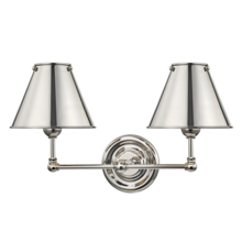 Hudson Valley MDS102-PN-MS - 2 LIGHT WALL SCONCE W/ METAL SHADE