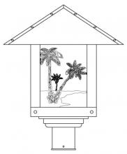 Arroyo Craftsman TRP-16PTOF-BK - 16" timber ridge post mount with palm tree  filigree