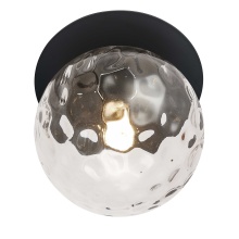 Dainolite BUR-131W-MB-CLR - 1 Light Matte Black Incandescent Wall Sconce with Hammered Glass Globe