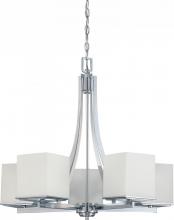 Nuvo 60/4086 - Bento; 5 Light; Chandelier with Satin White Glass; Polished Chrome Finish