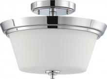 Nuvo 60/4087 - Bento; 3 Light; Semi-Flush Fixture with Satin White Glass; Polished Chrome Finish