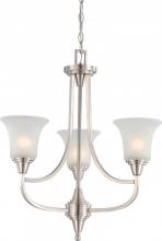 Nuvo 60/4145 - Surrey; 3 Light; Chandelier with Frosted Glass; Brushed Nickel Finish