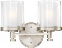 Nuvo 60/4642 - Decker; 2 Light; Vanity Fixture with Clear and Frosted Glass; Brushed Nickel Finish