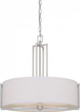 Nuvo 60/4756 - Gemini; 4 Light; Pendant with Slate Gray Fabric Shade; Brushed Nickel Finish