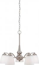 Nuvo 60/5043 - Patton; 5 Light; Chandelier (Arms Down) with Frosted Glass; Brushed Nickel Finish