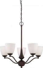 Nuvo 60/5135 - Patton; 5 Light; Chandelier (Arms Up) with Frosted Glass; Prairie Bronze Finish