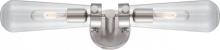 Nuvo 60/5263 - Beaker; 2 Light; Wall Sconce with Clear Glass; Vintage lamps Included; Brushed Nickel Finish