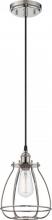 Nuvo 60/5401 - Vintage; 1 Light; Caged Pendant; Vintage Lamp Included; Polished Nickel Finish