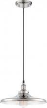 Nuvo 60/5406 - Vintage; 1 Light; Pendant with Matching Shade; Vintage Lamp Included; Polished Nickel Finish