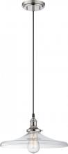 Nuvo 60/5407 - Vintage; 1 Light; Pendant with Clear Glass; Vintage Lamp Included; Polished Nickel Finish