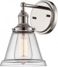 Nuvo 60/5412 - Vintage; 1 Light; Sconce with Clear Glass; Vintage Lamp Included; Polished Nickel Finish