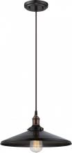 Nuvo 60/5509 - Vintage; 1 Light; Pendant with Matching Shade; Vintage Lamp Included; Rustic Bronze Finish