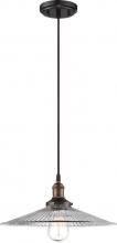 Nuvo 60/5516 - Vintage; 1 Light; Pendant with Clear Ribbed Glass; Vintage Lamp Included; Rustic Bronze Finish
