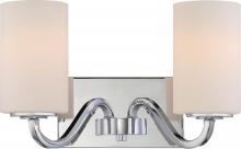 Nuvo 60/5802 - Willow; 2 Light; Vanity Fixture with White Glass; Polished Nickel Finish