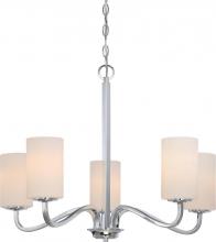Nuvo 60/5805 - Willow; 5 Light; Hanging Fixture with White Glass; Polished Nickel Finish