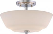 Nuvo 60/5806 - Willow; 2 Light; Semi-Flush Fixture with White Glass; Polished Nickel Finish